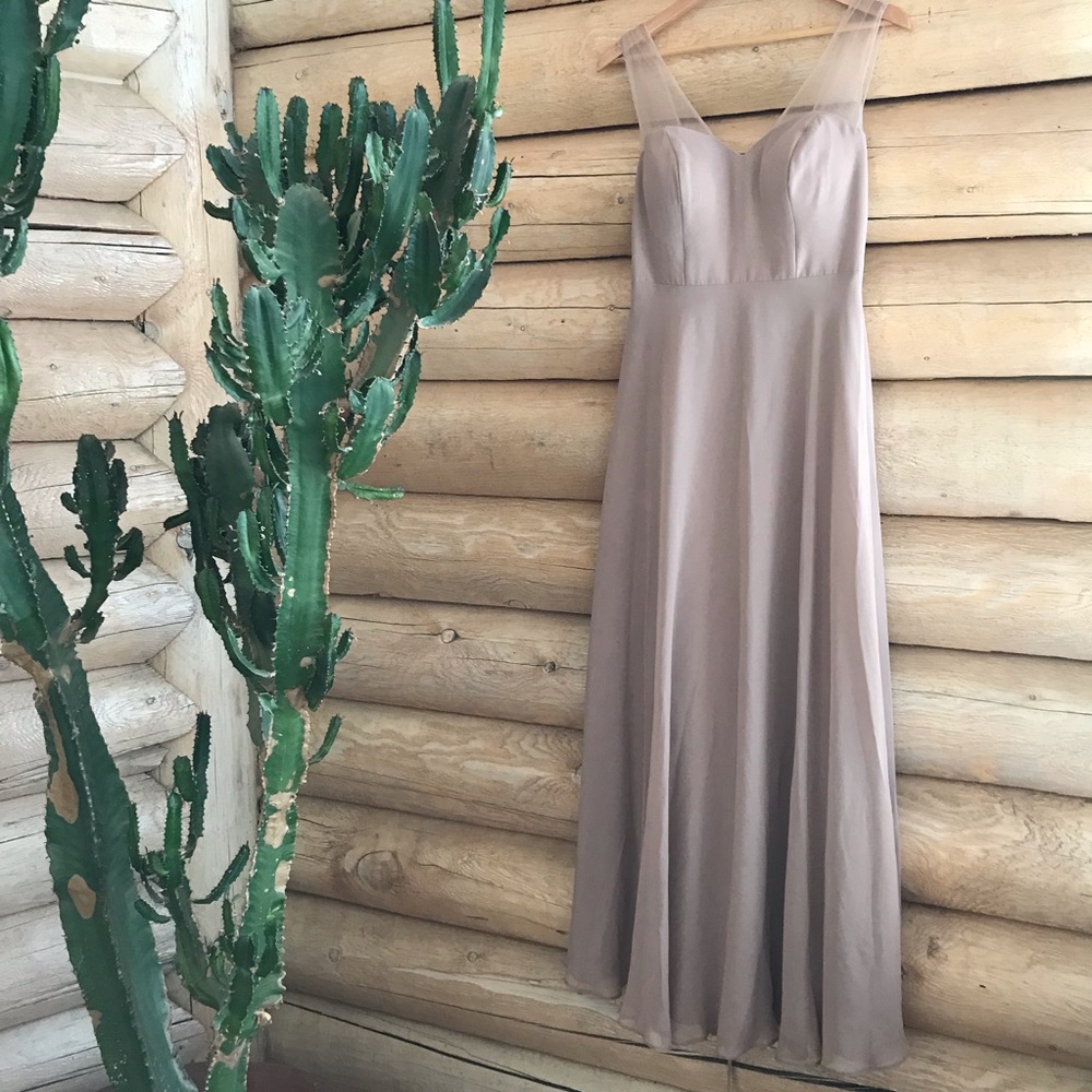 Azazie Chriselle Gown in Taupe